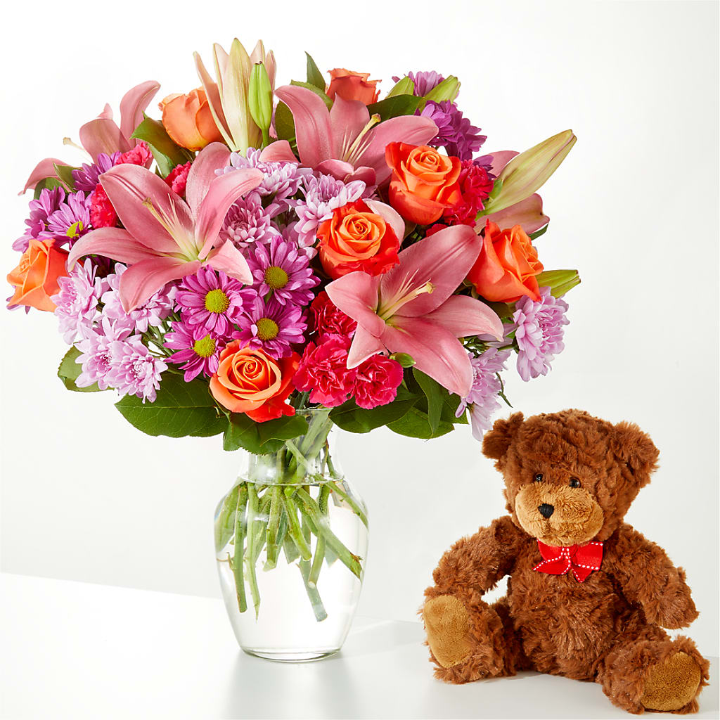 One and Only Bouquet and Bear Bundle – Mulhearn Flowers Llc, West Monroe LA