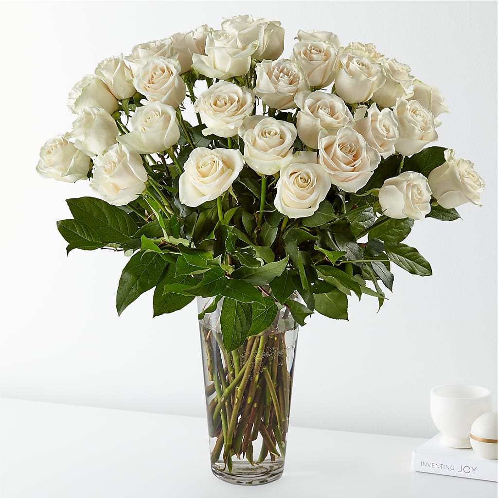 Long Stem White Rose Bouquet – Mulhearn Flowers Llc, West Monroe LA