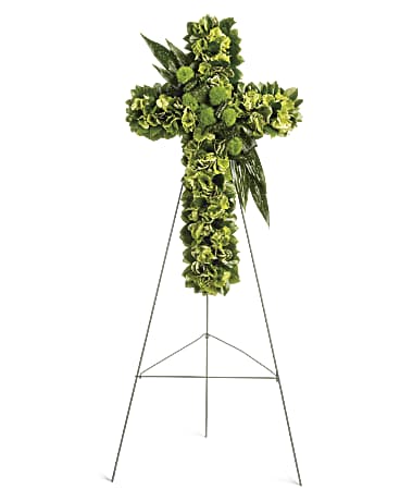 Garden of Greens Cross Standing Spray – Mulhearn Flowers Llc, West Monroe LA