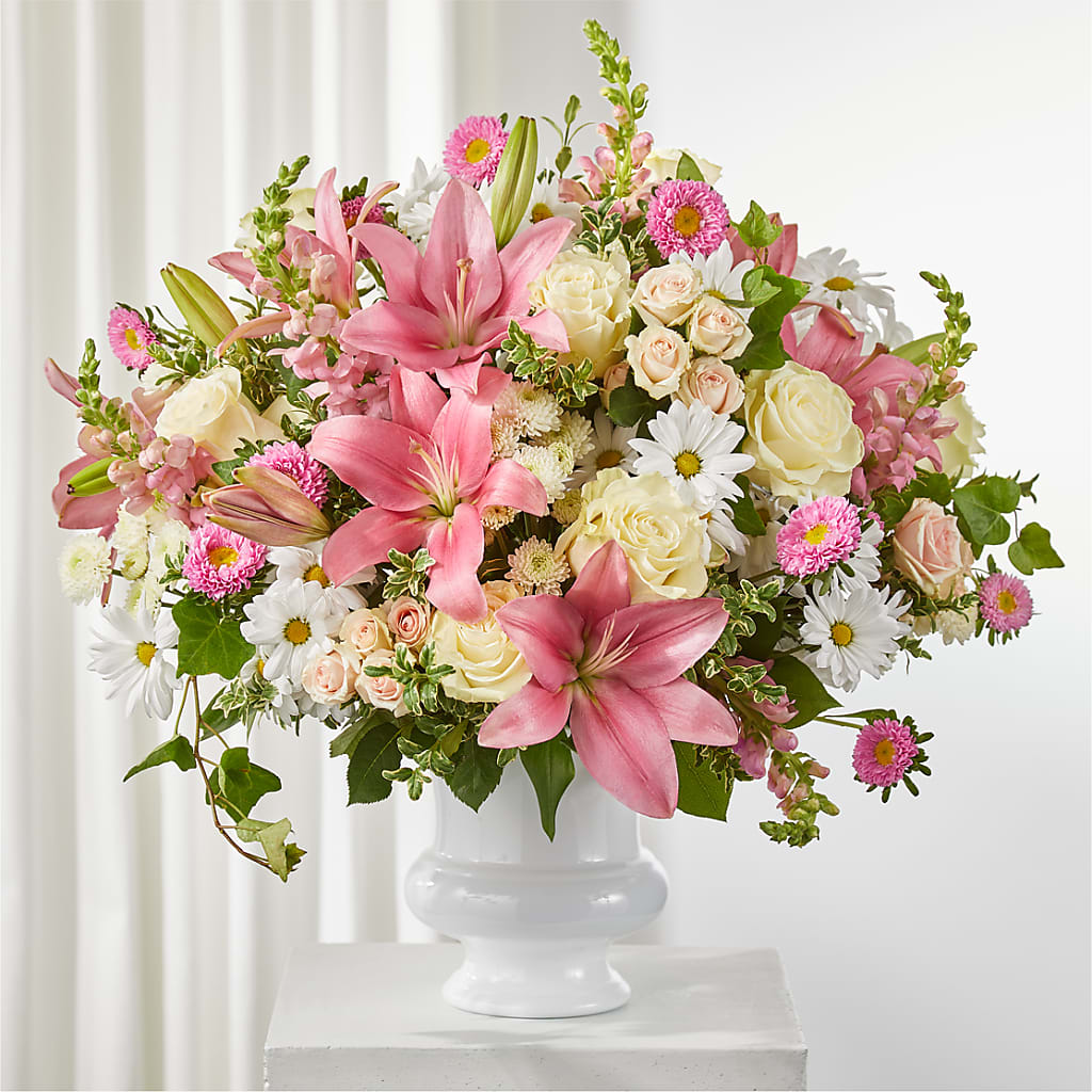 Empathetic Blooms Urn Arrangement – Mulhearn Flowers Llc, West Monroe LA