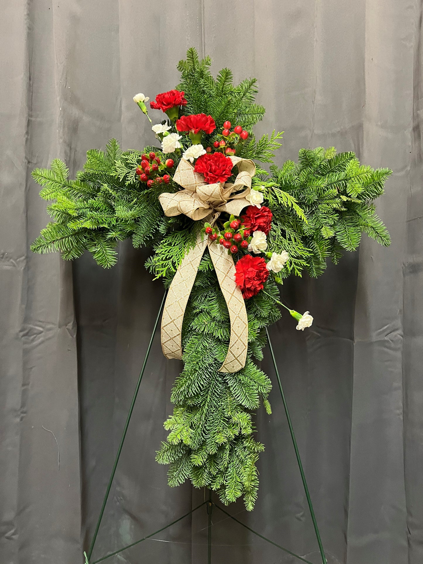 Christmas Cross Standing Spray