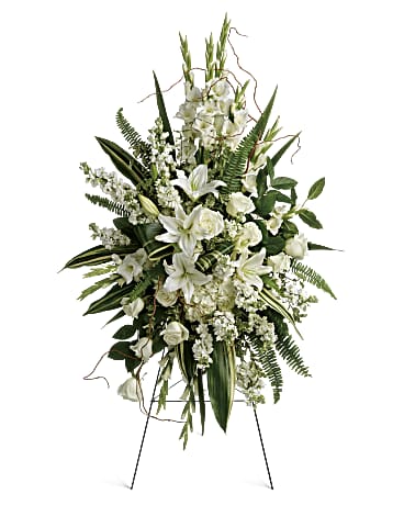 HEARTFELT SYMPATHY STANDING SPRAY –  Mulhearn Flowers Llc, West Monroe LA