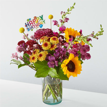 Pop of Whimsy Bouquet & Happy Birthday Topper