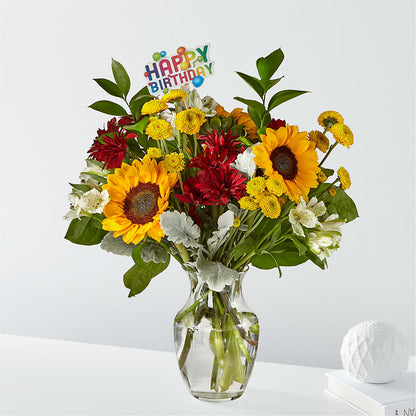 Prairie Sunrise Bouquet & Happy Birthday Topper