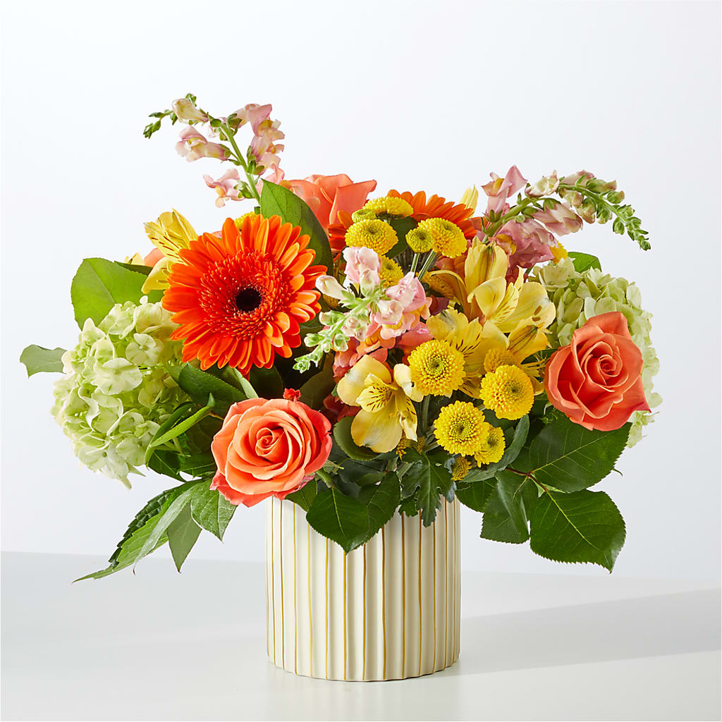 Autumn Sunshine Bouquet with Ivory Vase –  Mulhearn Flowers Llc, West Monroe LA